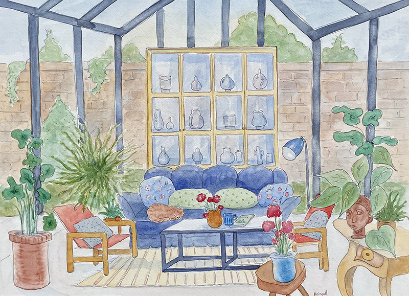 Garden Room with Cat